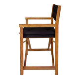 Patio Classic Mid-Century Outdoor Acacia Wood Foldable Diamond-Quilted Back Director Chair with Cushion Set 2