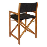 Patio Classic Mid-Century Outdoor Acacia Wood Foldable Diamond-Quilted Back Director Chair with Cushion Set 2