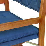 Patio Classic Mid-Century Outdoor Acacia Wood Foldable Diamond-Quilted Back Director Chair with Cushion Set 2
