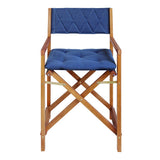 Patio Classic Mid-Century Outdoor Acacia Wood Foldable Diamond-Quilted Back Director Chair with Cushion Set 2