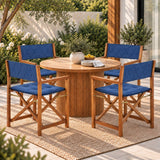Patio Classic Mid-Century Outdoor Acacia Wood Foldable Diamond-Quilted Back Director Chair with Cushion Set 2