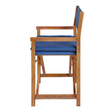 Patio Classic Mid-Century Outdoor Acacia Wood Foldable Diamond-Quilted Back Director Chair with Cushion Set 2