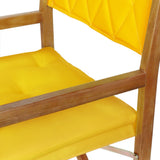 Patio Classic Mid-Century Outdoor Acacia Wood Foldable Diamond-Quilted Back Director Chair with Cushion Set 2