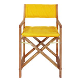 Patio Classic Mid-Century Outdoor Acacia Wood Foldable Diamond-Quilted Back Director Chair with Cushion Set 2