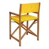 Patio Classic Mid-Century Outdoor Acacia Wood Foldable Diamond-Quilted Back Director Chair with Cushion Set 2