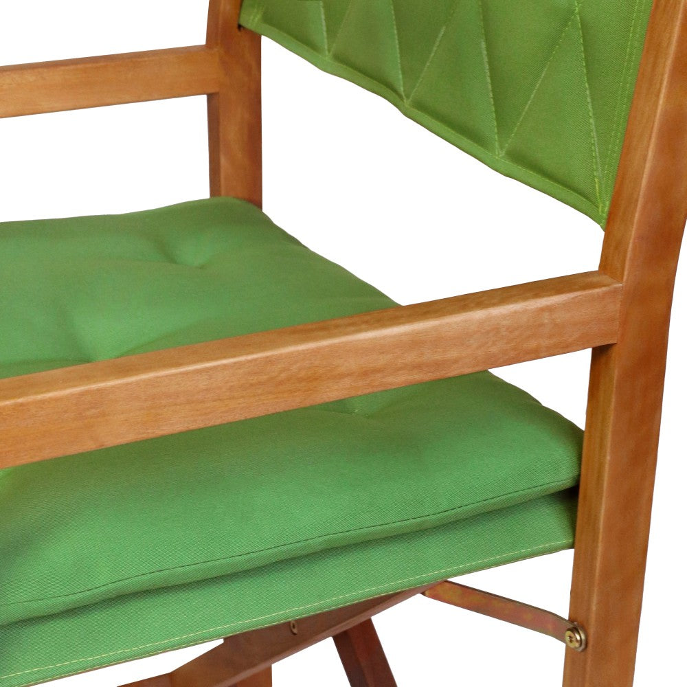 Patio Classic Mid-Century Outdoor Acacia Wood Foldable Diamond-Quilted Back Director Chair with Cushion Set 2