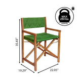 Patio Classic Mid-Century Outdoor Acacia Wood Foldable Diamond-Quilted Back Director Chair with Cushion Set 2