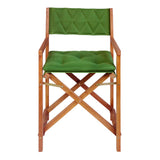 Patio Classic Mid-Century Outdoor Acacia Wood Foldable Diamond-Quilted Back Director Chair with Cushion Set 2