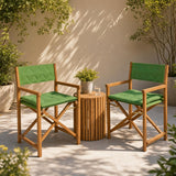 Patio Classic Mid-Century Outdoor Acacia Wood Foldable Diamond-Quilted Back Director Chair with Cushion Set 2