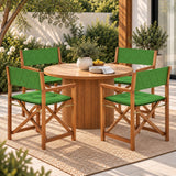 Patio Classic Mid-Century Outdoor Acacia Wood Foldable Diamond-Quilted Back Director Chair with Cushion Set 2