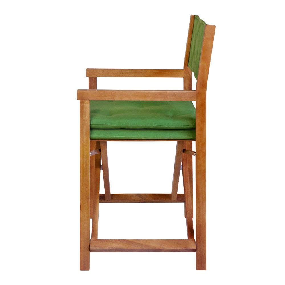 Patio Classic Mid-Century Outdoor Acacia Wood Foldable Diamond-Quilted Back Director Chair with Cushion Set 2