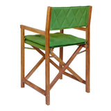 Patio Classic Mid-Century Outdoor Acacia Wood Foldable Diamond-Quilted Back Director Chair with Cushion Set 2