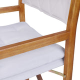 Patio Classic Mid-Century Outdoor Acacia Wood Foldable Diamond-Quilted Back Director Chair with Cushion Set 2