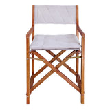 Patio Classic Mid-Century Outdoor Acacia Wood Foldable Diamond-Quilted Back Director Chair with Cushion Set 2