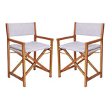 Patio Classic Mid-Century Outdoor Acacia Wood Foldable Diamond-Quilted Back Director Chair with Cushion Set 2