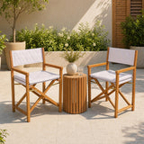 Patio Classic Mid-Century Outdoor Acacia Wood Foldable Diamond-Quilted Back Director Chair with Cushion Set 2