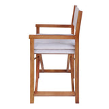 Patio Classic Mid-Century Outdoor Acacia Wood Foldable Diamond-Quilted Back Director Chair with Cushion Set 2