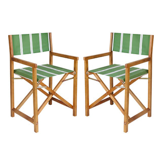 Naterra Classic Vintage Outdoor Acacia Wood Folding Director Chair with Canvas Seat