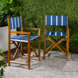Naterra Classic Vintage Outdoor Acacia Wood Folding Director Chair with Canvas Seat