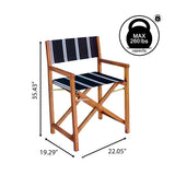 Naterra Classic Vintage Outdoor Acacia Wood Folding Director Chair with Canvas Seat