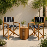 Naterra Classic Vintage Outdoor Acacia Wood Folding Director Chair with Canvas Seat