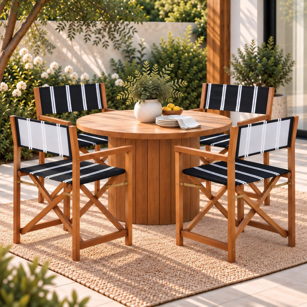 Naterra Classic Vintage Outdoor Acacia Wood Folding Director Chair with Canvas Seat