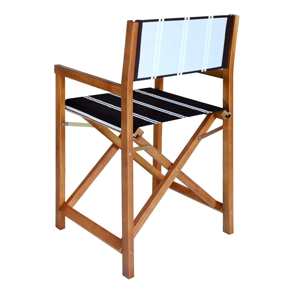 Naterra Classic Vintage Outdoor Acacia Wood Folding Director Chair with Canvas Seat