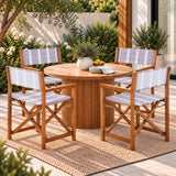 Naterra Classic Vintage Outdoor Acacia Wood Folding Director Chair with Canvas Seat