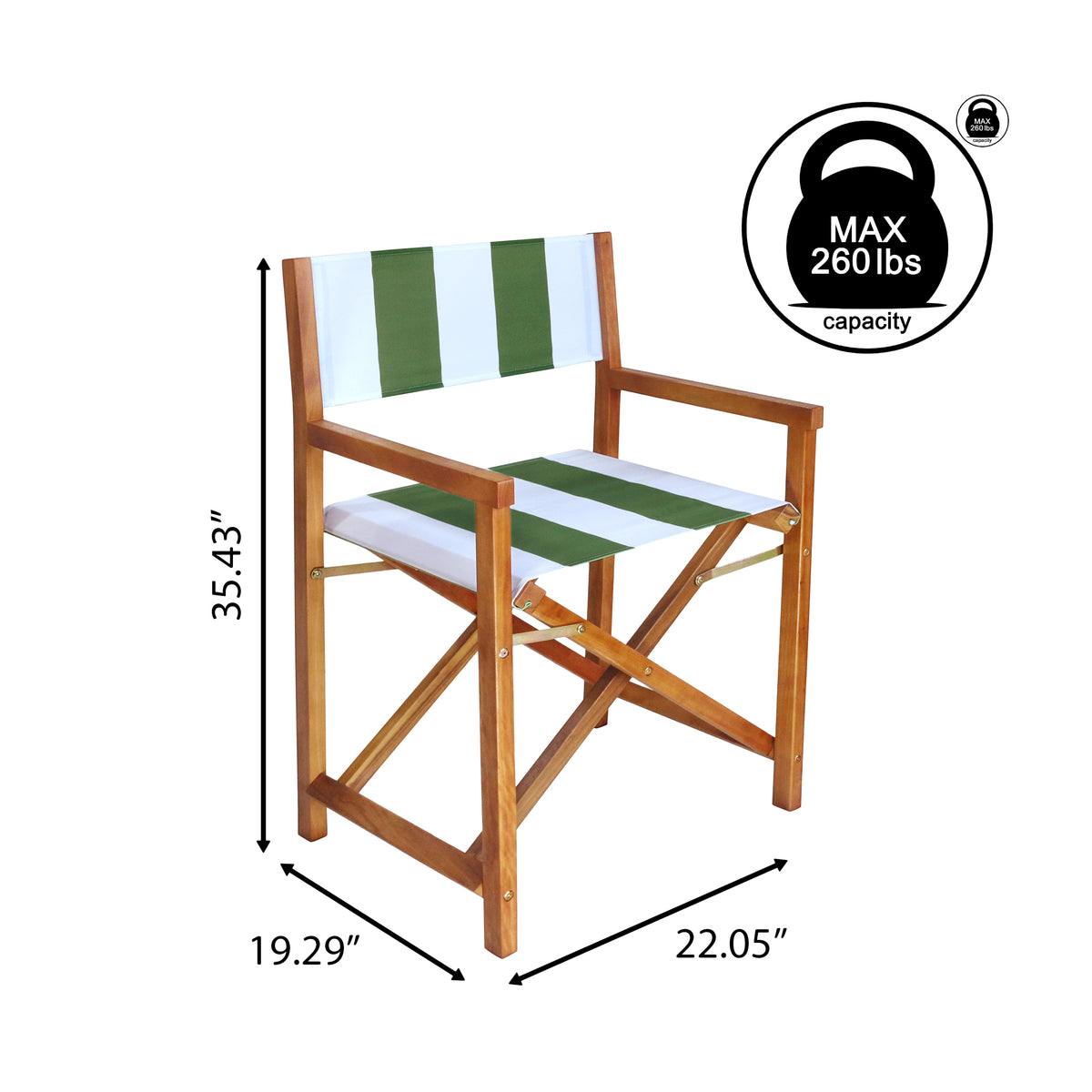Naterra Classic Vintage Outdoor Acacia Wood Folding Director Chair with Canvas Seat