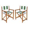 Green and White Stripe/Teak Brown (Set of 2)