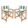Green and White Stripe/Teak Brown (Set of 2)