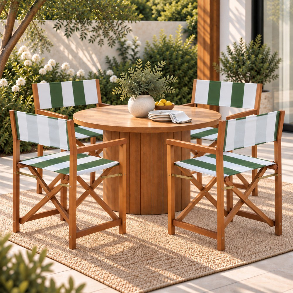 Naterra Classic Vintage Outdoor Acacia Wood Folding Director Chair with Canvas Seat