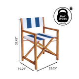 Naterra Classic Vintage Outdoor Acacia Wood Folding Director Chair with Canvas Seat
