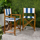 Naterra Classic Vintage Outdoor Acacia Wood Folding Director Chair with Canvas Seat