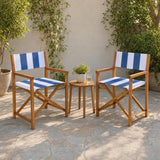 Naterra Classic Vintage Outdoor Acacia Wood Folding Director Chair with Canvas Seat