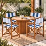 Naterra Classic Vintage Outdoor Acacia Wood Folding Director Chair with Canvas Seat