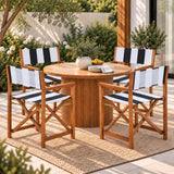 Naterra Classic Vintage Outdoor Acacia Wood Folding Director Chair with Canvas Seat