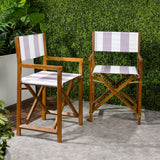 Naterra Classic Vintage Outdoor Acacia Wood Folding Director Chair with Canvas Seat