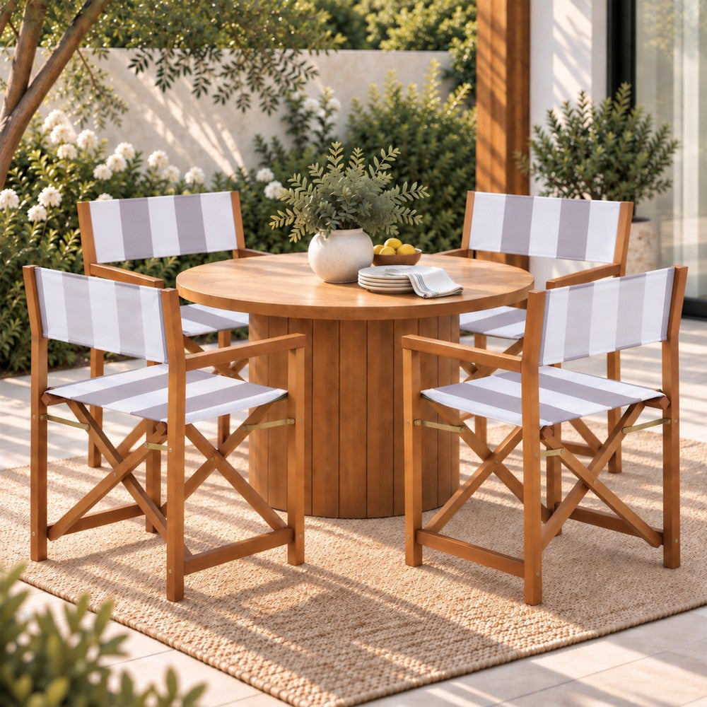 Naterra Classic Vintage Outdoor Acacia Wood Folding Director Chair with Canvas Seat