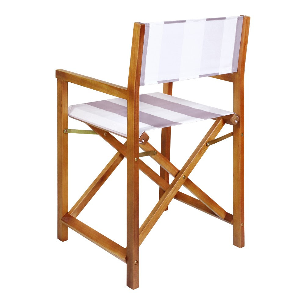 Naterra Classic Vintage Outdoor Acacia Wood Folding Director Chair with Canvas Seat