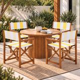 Naterra Classic Vintage Outdoor Acacia Wood Folding Director Chair with Canvas Seat