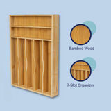 Sora 16.3 in. W x 12.3 in. D x 2 in. H Modern Farmhouse Handcrafted Bamboo 7-Slot Kitchen Drawer Organizer