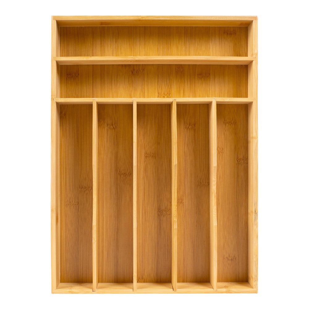 Sora 16.3 in. W x 12.3 in. D x 2 in. H Modern Farmhouse Handcrafted Bamboo 7-Slot Kitchen Drawer Organizer