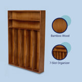 Sora 16.3 in. W x 12.3 in. D x 2 in. H Modern Farmhouse Handcrafted Bamboo 7-Slot Kitchen Drawer Organizer