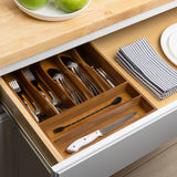 Sora 16.3 in. W x 12.3 in. D x 2 in. H Modern Farmhouse Handcrafted Bamboo 7-Slot Kitchen Drawer Organizer