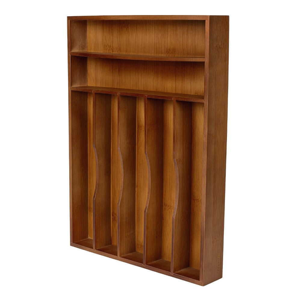 Sora 16.3 in. W x 12.3 in. D x 2 in. H Modern Farmhouse Handcrafted Bamboo 7-Slot Kitchen Drawer Organizer