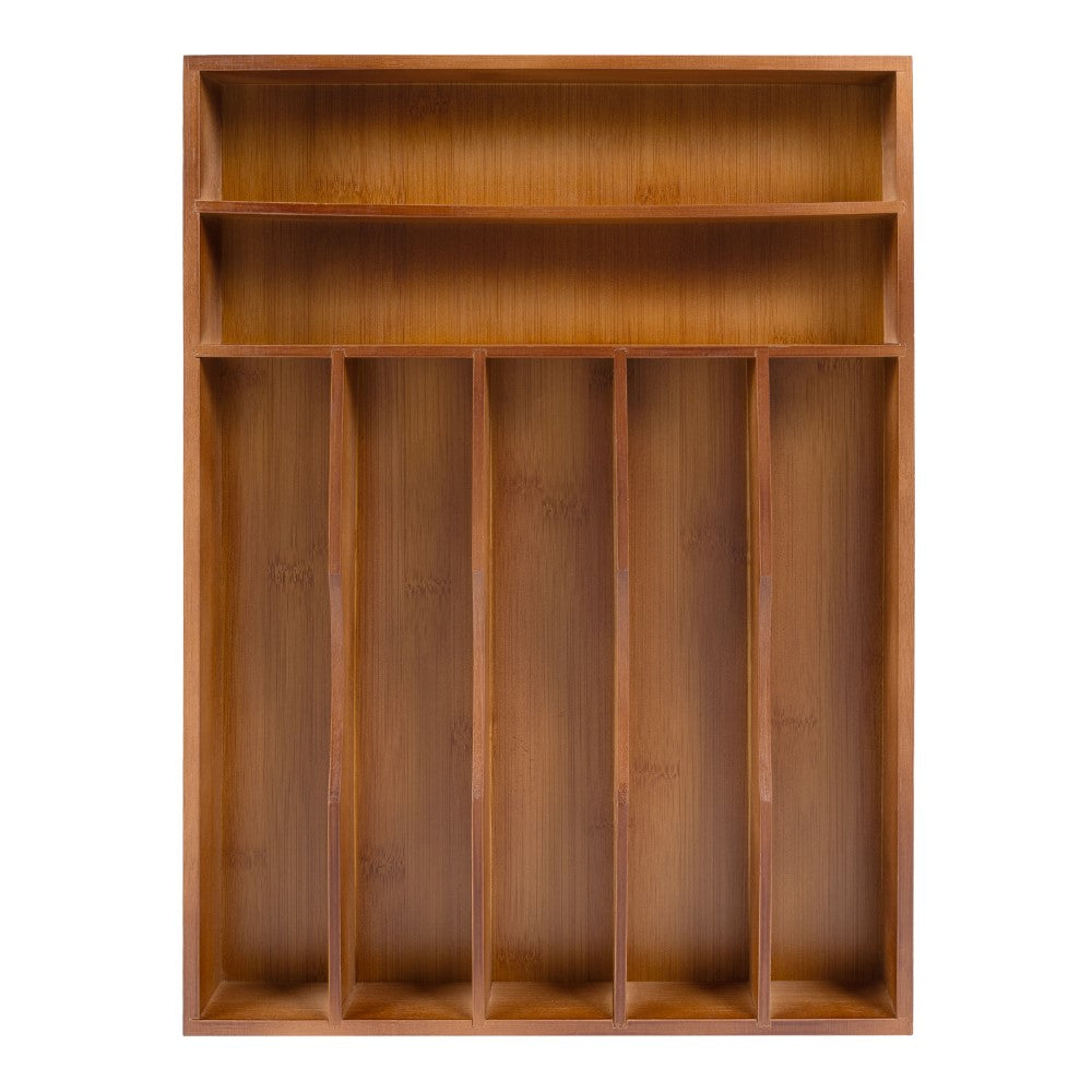 Sora 16.3 in. W x 12.3 in. D x 2 in. H Modern Farmhouse Handcrafted Bamboo 7-Slot Kitchen Drawer Organizer