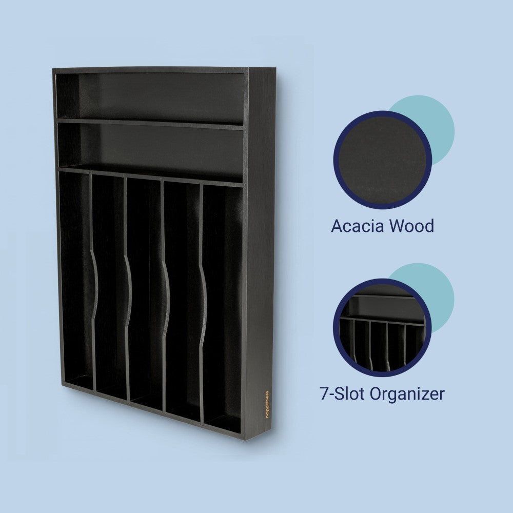 Sora 16.3 in. W x 12.3 in. D x 2 in. H Modern Farmhouse Handcrafted Bamboo 7-Slot Kitchen Drawer Organizer