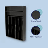 Sora 16.3 in. W x 12.3 in. D x 2 in. H Modern Farmhouse Handcrafted Bamboo 7-Slot Kitchen Drawer Organizer