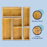 Brindle Handcrafted 5-Piece Multi-Use Individual Bamboo Drawer Organizer Boxes